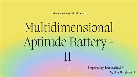 Multidimensional Aptitude Battery